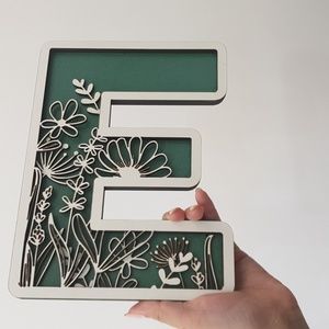 3D wooden frames flower green to decor home